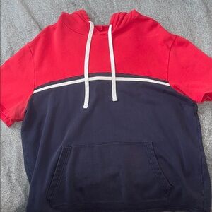 Forever 21 Red and Navy Short Sleeved Hoodie Men’s XL